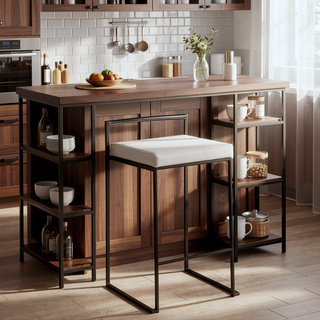 Sunvega Contemporary Black Metal Stackable Counter Stool with White Faux Leather Cushion