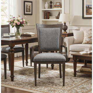 Sunvega Driftwood Brown Wood Frame Fabric Upholstery Armchairs Set of 2
