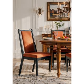 Sunvega Contemporary 2pc Side Chair with Angled Back and Arrow Legs in Black White Finish