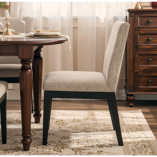 Sunvega Beige and Black Padded Side Chairs with Ergonomic Design for Living Room