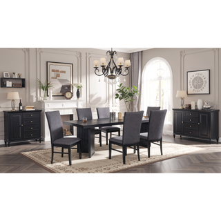 Sunvega Modern Contemporary 2pc Side Chair with Black Finish and Polyester Upholstery