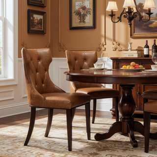 Sunvega Set of 2 Gray Traditional Dining Chairs with Luxurious Velvet Upholstery