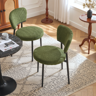 Sunvega Modern Upholstered Dining Chairs with Soft Seat and Metal Legs Set of 2 White