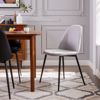 Sunvega Pebble Contemporary Chairs with Upholstered Seat and Black Steel Frame Set of 2
