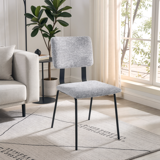 Sunvega Modern Minimalist Upholstered Dining Side Chair with Slim Lines and Grey Fabric