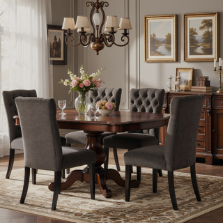 Sunvega Upholstered Dining Chairs with Tufted Seat Back and Crown Top
