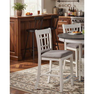 Sunvega Antique White and Rosy Brown Finish Counter Height Dining Table with Extension Leaf