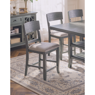 Sunvega Modern Gray Rubber Wood Dining Table with Two Built-in Storage Shelves