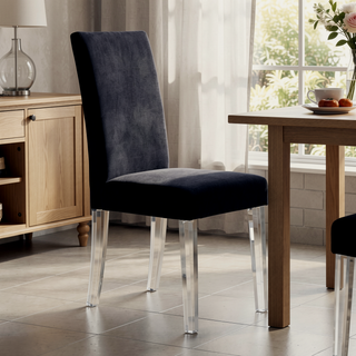 Sunvega Modern Glam Quinara Acrylic Dining Chair with Black Velvet Set of 2