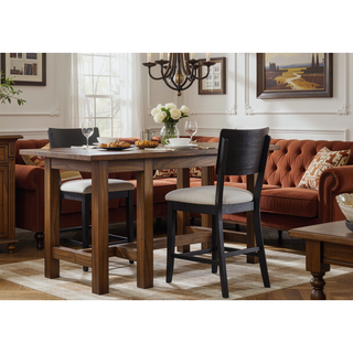 Sunvega Farmhouse Contemporary High-back Chairs with Dark Wooden Frames and Gray Upholstery