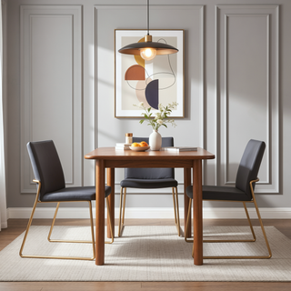 Sunvega Gold Steel and Grey Faux Leather Contemporary Dining Chair Set of 2