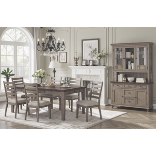 Sunvega Ladderback Side Chair with Upholstered Seat in Rustic Gray Finish