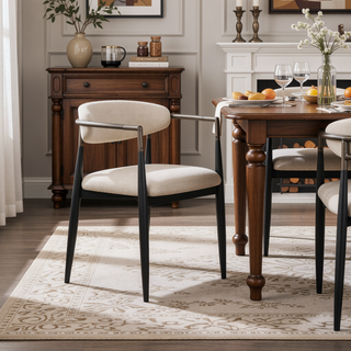 Sunvega Beige and Black Armchair with Open Back and Straight Leg Design