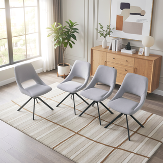 Sunvega Modern PU Leather Swivel Dining Chairs Set of 2 with Auto-Return and High Back