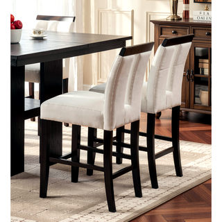Sunvega Set of 2 Black and White Leatherette Padded Side Chairs with Slit Back