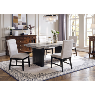 Sunvega 2pc Light Gray Upholstered Chairs with Soft Neutral Tone and Dark Finish Legs
