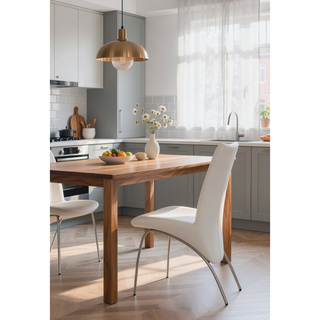 Sunvega PU Leather High Back Armless Dining Chair with Chrome Finish Metal Legs