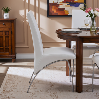 Sunvega Contemporary Faux Leather Armless Side Chairs with Metal Legs Set of 2
