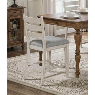Sunvega Farmhouse Dining Set of 2 Counter Height Chairs with Antique White Finish