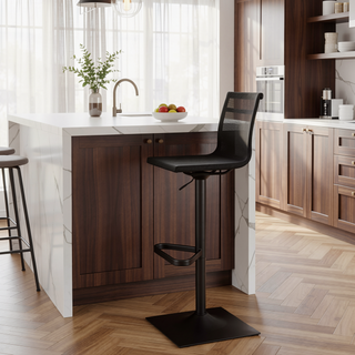 Sunvega Mirage Contemporary Black Metal and Mesh Fabric Adjustable Barstool