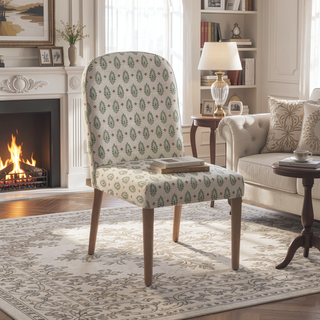 Sunvega Mio Sage Green Cream Paisley Medallion Print Upholstered Dining Chair