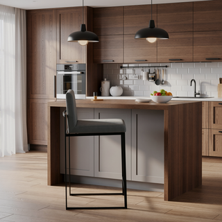Sunvega Contemporary High Back Counter Stool Set of 3 with Padded Seat