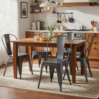 Sunvega Modern Gray Metal Dining Chairs Set of 2 with 18 Inch Seat Height