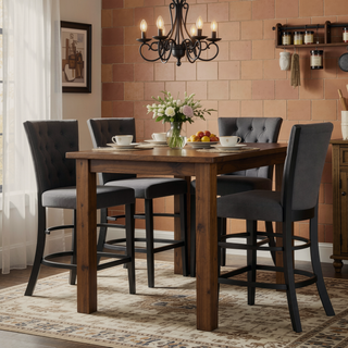 Sunvega Contemporary Glam Upholstered Dining Side Chair with Plush Gray Fabric