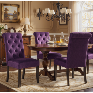 Sunvega Solid Wood Tufted Asons Dining Chairs Set of 2 with Velvety Soft Upholstery