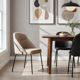 Sunvega Modern Upholstered Leatherette Dining Chair with Gold Steel Frame