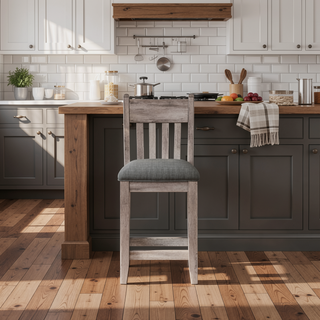 Sunvega Rustic Gray Upholstered Seat Counter Stool Set of 2