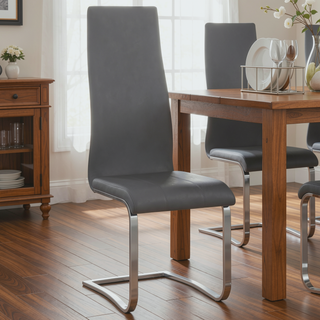 Sunvega High Back Side Chairs with Leatherette Upholstery and Chrome Legs Set of 4