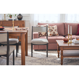 Sunvega Peppercorn Finish Elm Veneer Upholstered Seat and Back Chair Set of 2