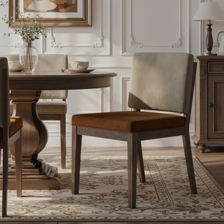 Sunvega Latte and Leather Soft Back Chair Set of Two with Softer Modern Design