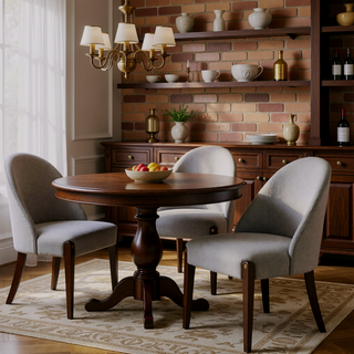 Sunvega Set of 2 Modern Dining Chairs with Gray Fabric Upholstery and Espresso Finish