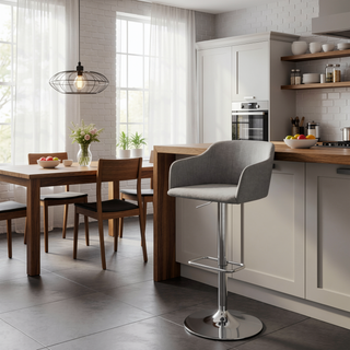 Sunvega Contemporary Adjustable Swivel Barstool with Stylish Fabric Covered Seat