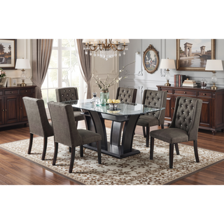 Sunvega Modern Wingback Dining Chairs with Ash Black Polyfiber Upholstery and Dark Espresso Frame