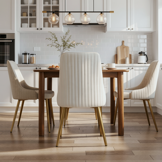 Sunvega PU Leather Dining Chairs with Stainless Steel Legs and Ergonomic Design Set of 2