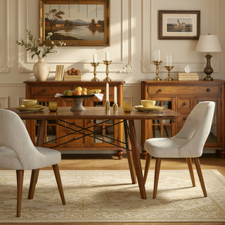 Sunvega Nola Textured Tan Upholstered Dining Chairs with Dark Brown Wood Legs Set of 2