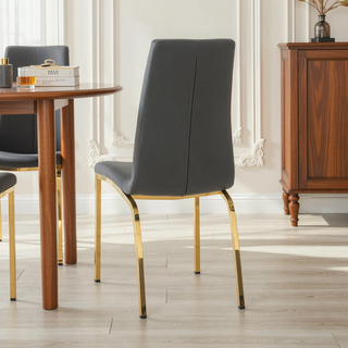 Sunvega Modern PU Upholstered Dining Chair with Electroplated Metal Legs Set of 4