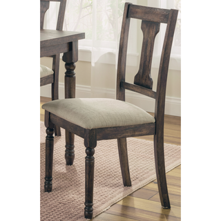 Sunvega Weathered Gray Finish Splatback Style Upholstered Padded Seat Dining Chairs Set of 2