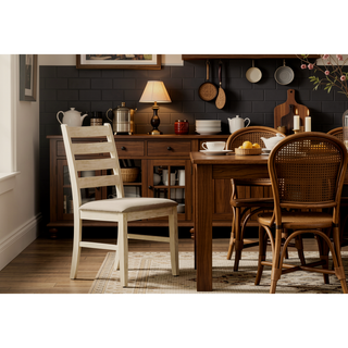 Sunvega Set of 2 Transitional Upholstered Dining Chairs with Linen Look Fabric