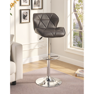 Sunvega Adjustable Height Swivel Barstool with Faux Leather Tufted Seat