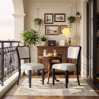 Sunvega 42 Inch Round Dining Table with Oak Veneer Top and Iron Base for Small Spaces