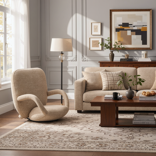 Sunvega Mid-Century Modern Tweed Upholstered Armchair for Dining and Living Room