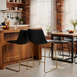 Sunvega Gold Metal and Faux Leather Duke Contemporary Counter Stool Set of 2