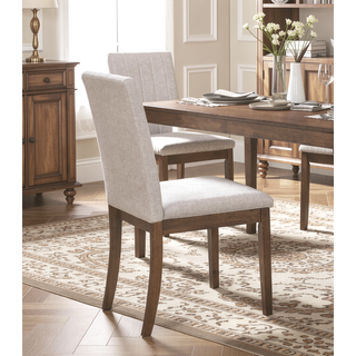 Sunvega Contemporary Wooden Dining Chairs with Beige Fabric Upholstered Seat and Back