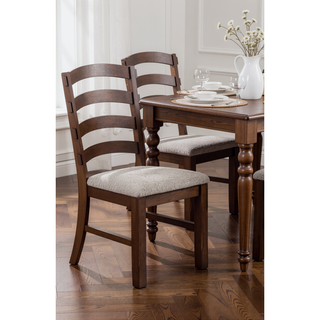Sunvega Rustic Brown Finish Wooden Frame Dining Chairs with Gray Padded Seat Cushion