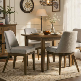 Sunvega Modern Rubberwood Side Chairs with Light Tan Upholstery for Dining