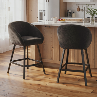 Sunvega Upholstered Bar Stool with Soft Backrest and Armrest for Kitchen Island